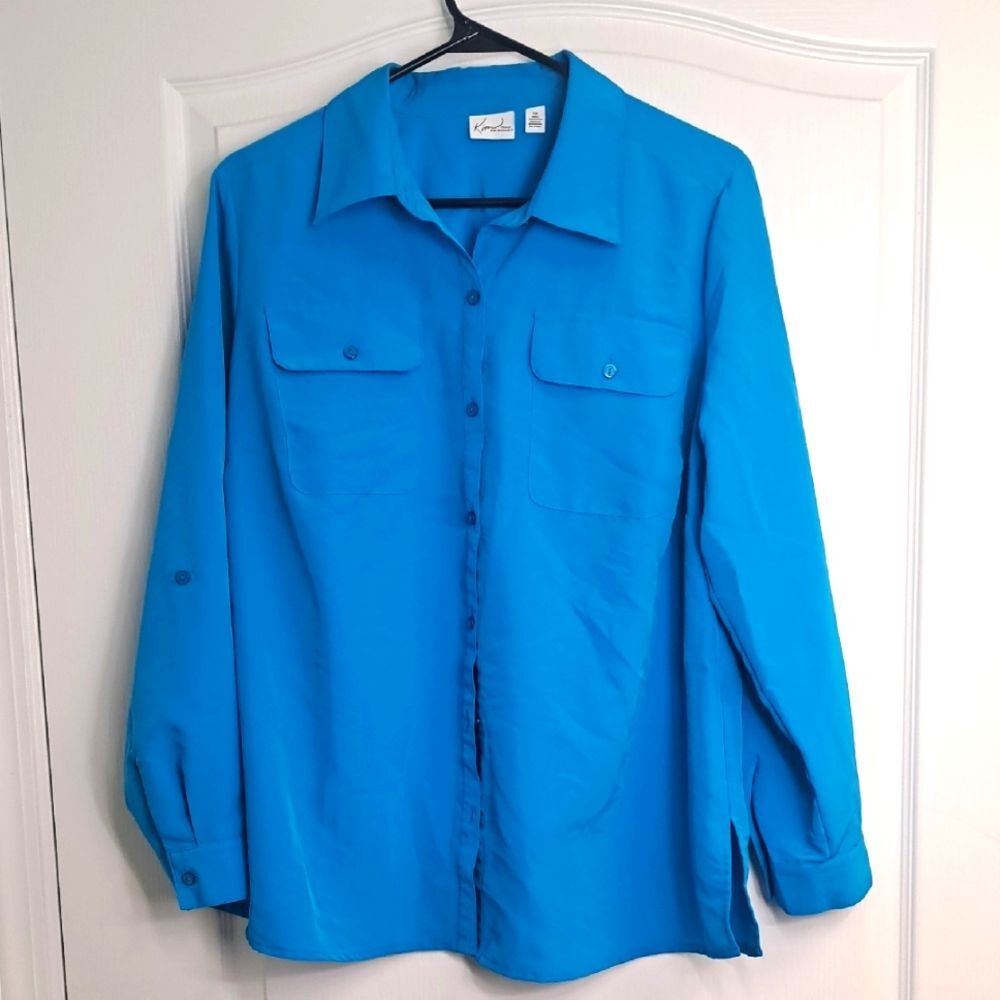 Bright Blue Button-Up Shirt by Kim Rogers